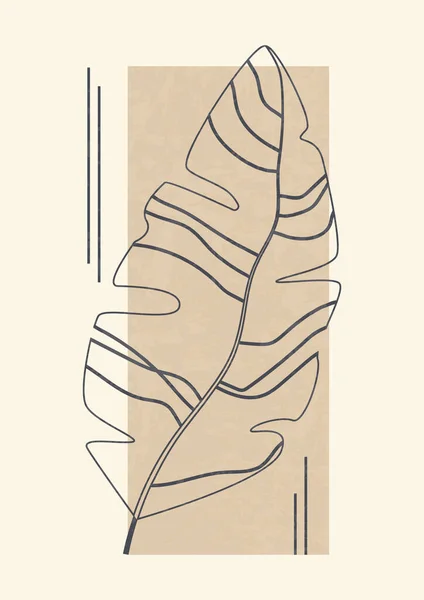 Ilustracja Estetyczna Liściastym Plakatem Sztuka Nowoczesna Geometrycznych Kształtach Czeski Styl — Wektor stockowy