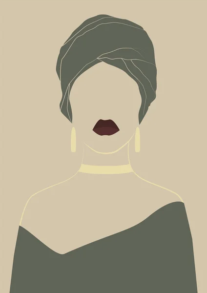Femme Africaine Sans Visage Affiche Illustration Moderne Art Vectoriel Couleur — Image vectorielle