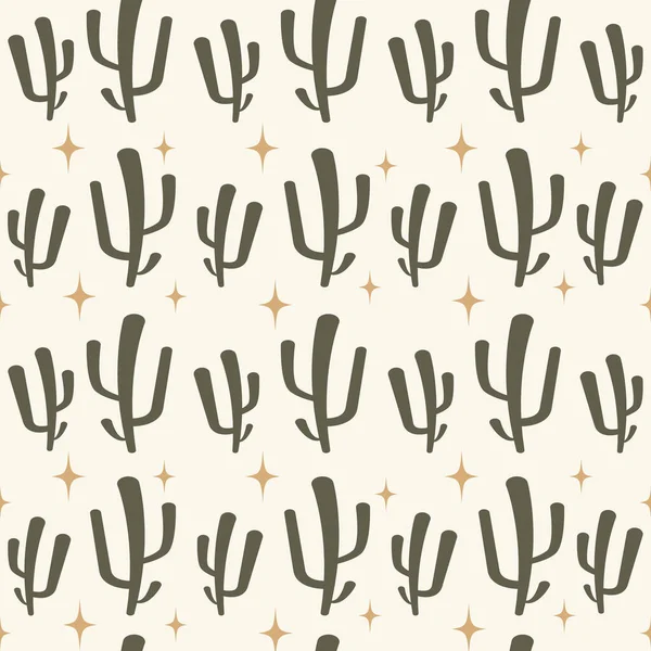 Seamless Pattern Summer Cactus Desert Stars Fashion Fabric All Prints — Stock Vector