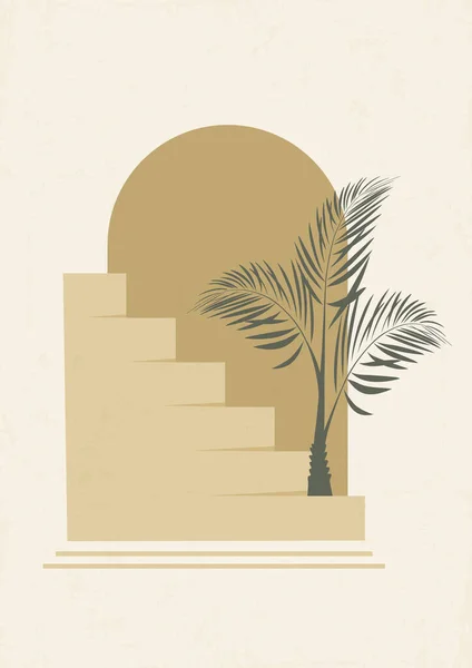 현대의 추상적 야자나무 보헤미아 양식의 포스터 — 스톡 벡터