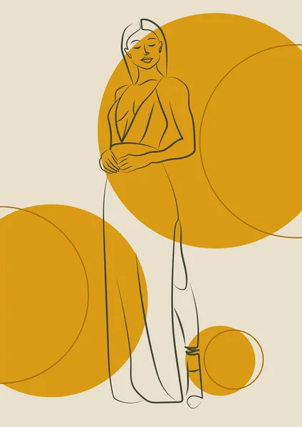 Illustration Minimaliste Abstraite Avec Corps Femme Linéaire Décoration Murale Carte — Image vectorielle