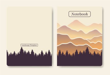Soyut minimum dağ manzarası defter kapağı. Gradyan dağları olan modern boho arka planı. Kapak kitabı ya da defter olarak kullanılabilir.