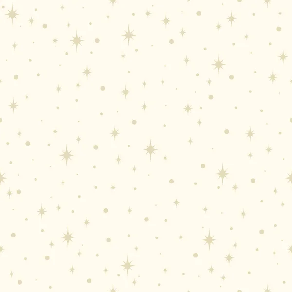 中性の背景にベージュの星とシームレスなパターン ベクトルイラスト 夜の宇宙の壁紙 ミニマル トレンディーなスタイルの空間背景 — ストックベクタ