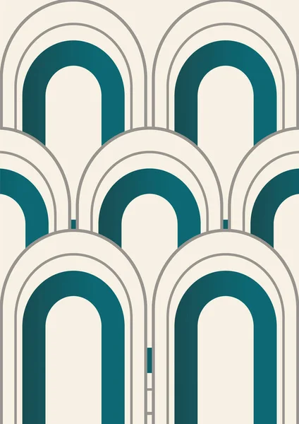 Retro 60 'lar-70' ler grafik tasarım kapağı illüstrasyonu minimalist tarzda. Boho ev dekoru gradyan yeşil renkler. Klasik şekilli kompozisyonlar. Renkli Bauhaus sanat şablonları.