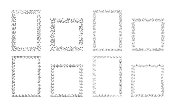 Retro Elegant Borders Filigree Floral Ornaments Isolated Vector Illustration Set — Stock Vector
