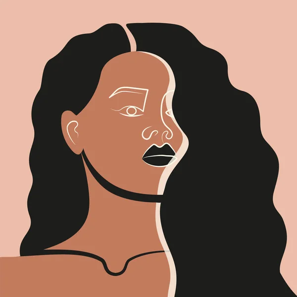 Jeune Avatar Femme Noire Illustration Carte Carrée Lgbtq Soutenir Modèle — Image vectorielle