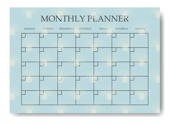 Mensuel Planificateur Minimaliste Planificateur Page Design Catégories Notes Blue Print — Image vectorielle