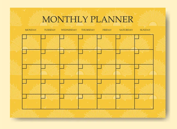 月度规划人员列出了工作表夏季模板 空白可打印的目标设定表 安排个人任务的页面 — 图库矢量图片