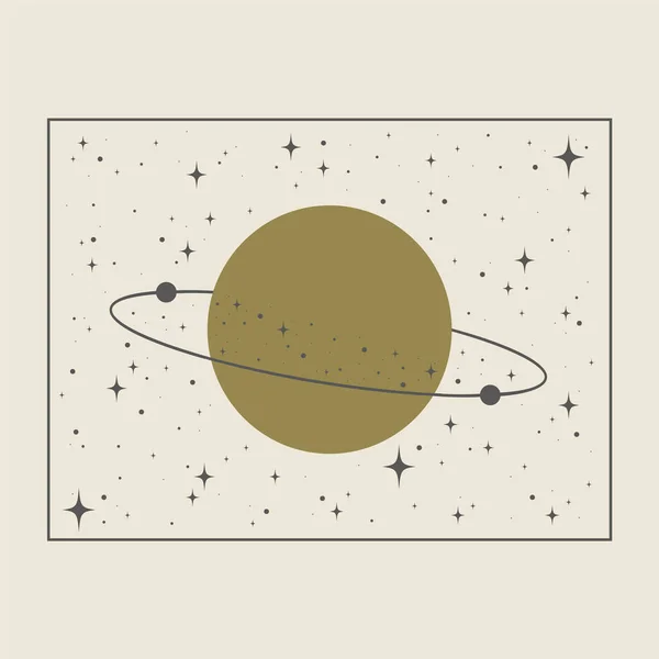 Weltraum Mit Illustrationskarte Für Einen Saturierten Planeten Astrologie Element Gedruckte — Stockvektor
