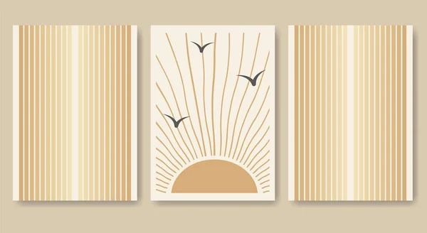 여름의 포스터로 새들의 햇살을 받았습니다 보헤미아 양식의 컬렉션 기하학적 구조를 — 스톡 벡터