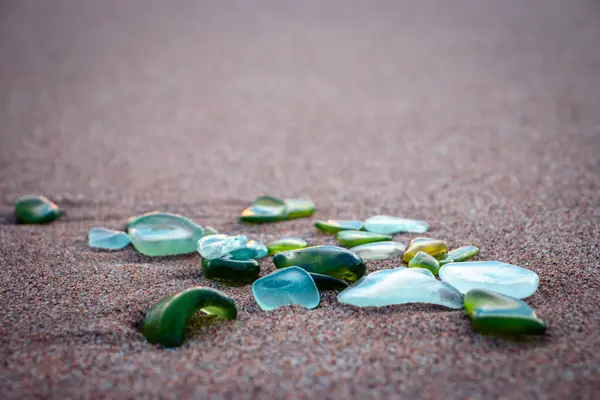 Sand Beach Glass Stones Concept Photo Glass Stones Broken Bottles — Stock Photo, Image