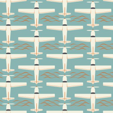 Kusursuz çocuklar, basit uçak modelleri. Mavi arka planda İskandinav tarzı sanat. Uçaklarda çocukça bir davranış. Komik uçaklar. Dekoratif parlak çayır duvar kağıdı, vektör kumaşı