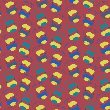 İnek desenli basit bir illüstrasyon. Kahverengi arka planda inek hayvanlar. İlkbahar çocuksu vektör çizimi. Dijital kağıt ve kumaş için sonsuz dokuyu yönlendir.