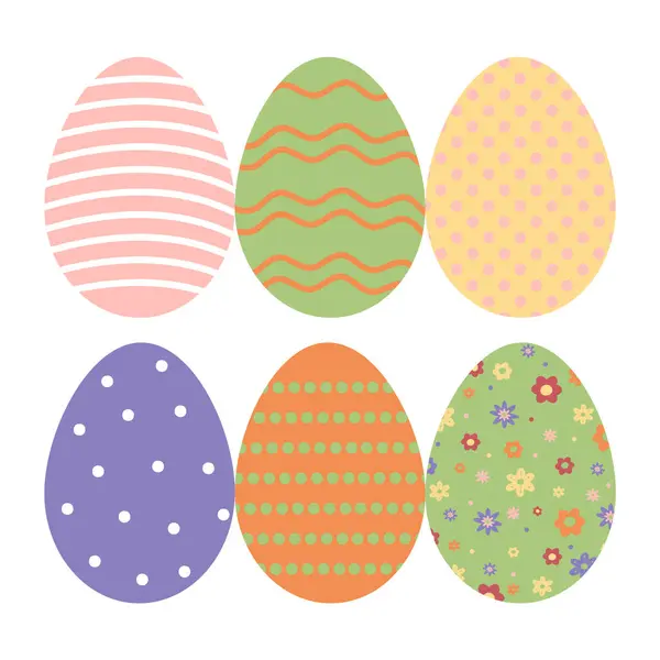 Easter Eggs Colorful Simple Set Spring Holidays April Gift Seasonal — Stock Vector