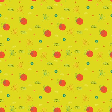 Renkli karalama Paskalya kusursuz vektör deseni. Bahar çayırı çok renkli basit bir arkaplan. Farklı boyutta elementler sonsuz doku. Dijital kağıt ve kumaş için sonsuz dokuyu yönlendir.