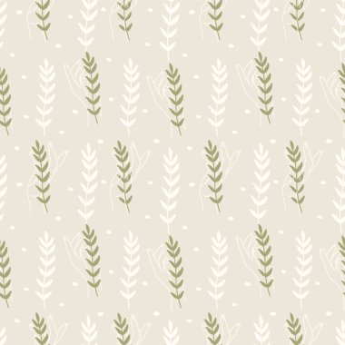 Doğal elementleri kusursuz desenli kadın elleri. Düz çiçek tasarımı. El ele tutuşan bitki. Estetik bohem sanat eseri. Dijital kağıt ve kumaş için sonsuz doku. Büyücülük, simya öğeleri sanatı