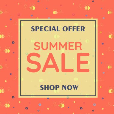 Çiçekli indirimli yaz pankartı posteri. Sıcak sezon indirimli iş konsepti. Alışveriş dairesi tasarımı için davetiye. Tasarım için özel teklif kartı, şablon.