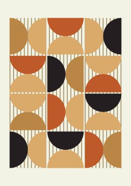 Retro terracotta geometrik vektör minimal poster. Moda Bauhaus basit estetik geçmişi. Kapak tasarımı, poster ve iç tasarımı için modern estetik minimalist sanat