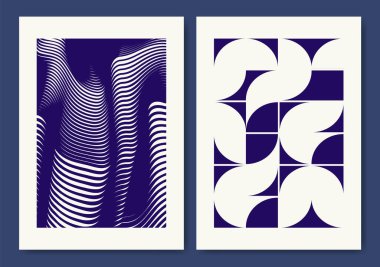 Bauhaus aesthetic vector poster design collection. Modernism template set with abstract geometric shapes. Useful for poster art, website headers, digital print clipart