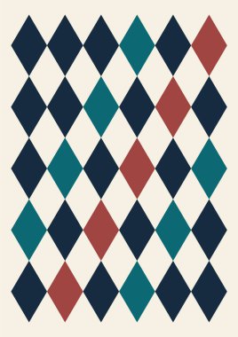 Dikdörtgenli modern vektör soyut geometrik poster. Retro Memphis tarzı geçmiş. Duvar kâğıdı, arka plan, duvar iç mimarisi için tasarım. Vektör renkli illüstrasyon