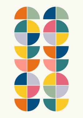 Retro soyut geometrik sanat posteri. Moda Bauhaus basit estetik geçmişi. Kapak tasarımı, poster ve iç tasarımı için duvar sanatı geometrik şekil vektör çizimi