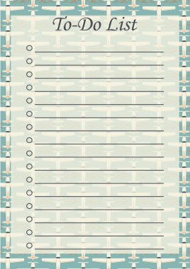 Yapılacaklar listesi çalışma listesi tasarım şablonu. Boş yazdırılabilir hedef, çocuksu sanat sayfalarını hazırlıyor. Zaman yönetimi örneği. Kişisel görevi düzenlemek için zamanlama sayfası