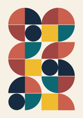 Renkli geometrik şekilli vektör soyut sembollerinin çizimleri. Modern estetik minimalist sanat. Web geçmişi, poster sanat tasarımı, dergi için.