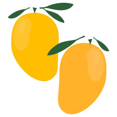 Mango etiketi beyaz arkaplanda izole edilmiş. Basit tatlı meyve vektörü. Moda meyveli moda sanat tasarımı. Poster, afiş, arkaplan için Doodle tarzı meyve sanatı