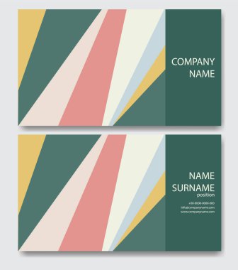Modaya uygun, soyut kartvizit şablonu. Modern şirket kırtasiye kimlik geometrik düzeni. Davetiye, el ilanı, arka plan dekorasyonu için harika..