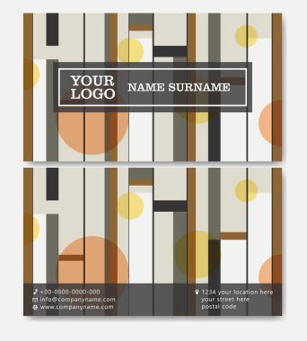 Modaya uygun, soyut kartvizit şablonu. Yaratıcı çift taraflı şirket kartı. Kişisel kartvizit, vektör illüstrasyonu, basit kimlik kartı.