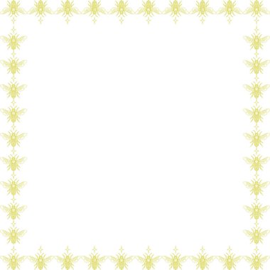 Tatlı bal arısı hayvanının kare çerçevesi. Bal arısı vektör çizimi. Metnin için boş alanı olan beyaz arkaplan sınırındaki böcek. Bebek partisi tasarımı