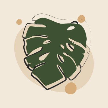 Minimalist yaprak soyut estetik çizim kartı. Çağdaş basit dekorasyon. El çizimi vektör soyut grafik modern sanat