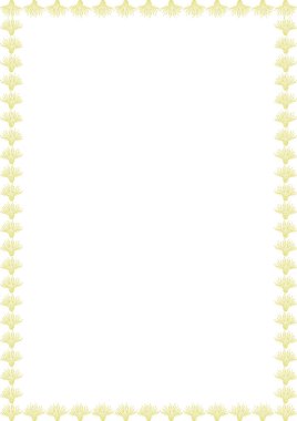 Gösterişli dekorasyonlu dikdörtgen kenarlı çerçeve şablonu. Sarı çiçek çelengi elementleri. Boş boşluklu vektör tasarımı