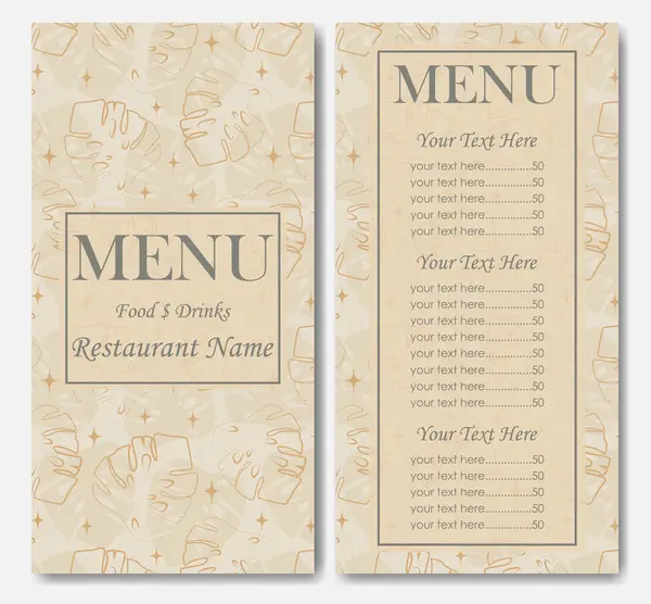 Çiçekli şık restoran şablonu. Kafe kimliği. Fiyat tasarımı şablonlu restoran menüsü, kapaklı kafe menü kartı şablonu. Önceden hazırlanmış basılabilir plan. Vektör yemek menüsü broşürü