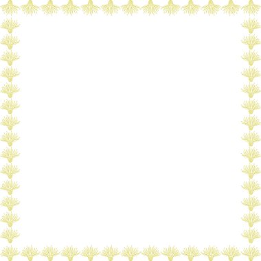 Gösterişli dekorasyonlu kare kenarlık şablonu. Sarı çiçek çelengi elementleri. Boş boşluklu vektör tasarımı