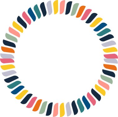 Metin için renkli yuvarlak çerçeve. Modern sanat grafiği. Metnin için alanı olan geometrik boş çerçeve. Tasarım, davetiyeler, hediye kartları, el ilanları ve broşürler için öğe