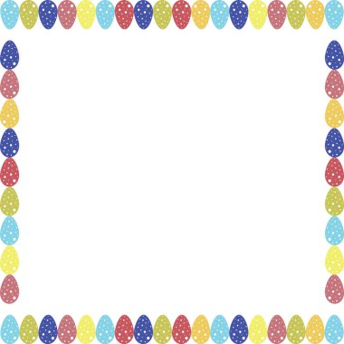 Paskalya yumurtaları şeffaf arkaplanda. Paskalya yumurtası avı şablonu ve mesajın için boş bir alan. Paskalya bayramı klip sanatı, mevsimlik kart, afiş, poster, element, arkaplan