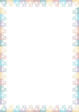 Paten çerçevesi. Oyuncular için renkli tasarım. Metnin için boş alanı olan çerçeve. Bebek partisi tasarımı