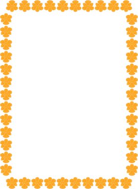 Çiçek açan elementlerle süslü bir çerçeve. Moda grafik şablonu. Şirin orkide çiçeği boş çerçeve kutusu. El çizimi vektör çizimi beyaz arkaplanda izole edildi