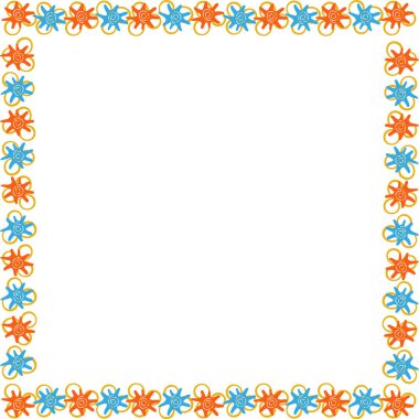 Deniz kabukları çerçevesi. Sualtı elementleri dekorasyonlu bir deniz iskeleti şablonu. Metnin için boşluk olan kenarlık. Bebek partisi tasarımı