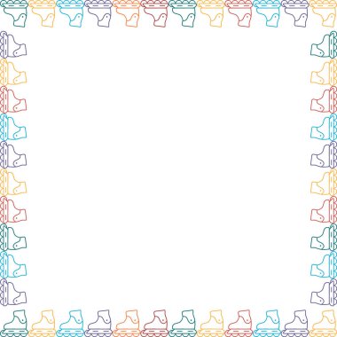 Paten çerçevesi. Oyuncular için renkli tasarım. Metnin için boş alanı olan çerçeve. Bebek partisi tasarımı