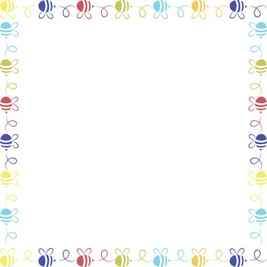 Bal arısıyla çerçevelet. Parlak yabanarısı vektör şablonu. Metnin için boş alanı olan beyaz arkaplan sınırındaki böcek. Bebek partisi tasarımı