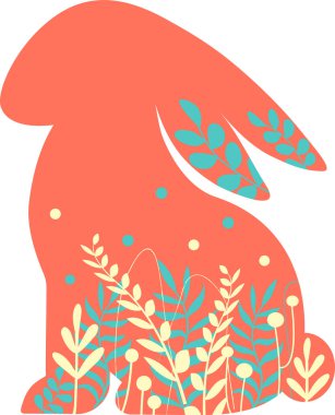 Paskalya Tavşanı ikonu. Ayakta duran tavşan çıkartması. Mutlu Paskalya çizimleri. Beyaz arkaplanda izole edilmiş Paskalya tavşanı çizgisi.