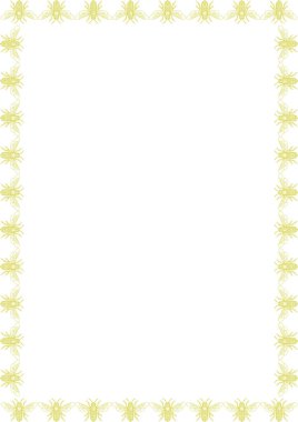 Bal arısı oyma çerçevesi. Şirin bal arısı hayvan şablonu çerçevesi. Metnin için boş alanı olan beyaz arkaplan sınırındaki böcek. Bebek partisi tasarımı