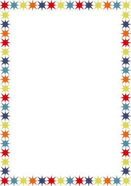 Parlayan yıldız çerçevesi. Parlak yıldız şablonu. Metnin için boş alanı olan çerçeve. Bebek partisi tasarımı