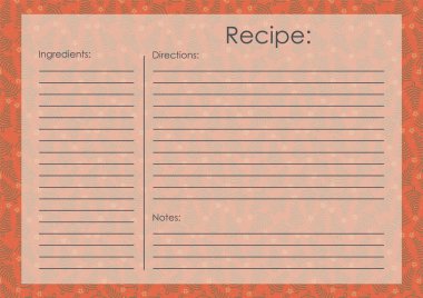 Tarif kartı şablonu, Noel tabağı boş. Çizgi film tarifi Xmas kartı tasviri. Sevimli retro mutfak tarifi kartı. El yazısı hat tasarımı