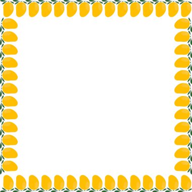 Mango çerçevesi. Merhaba sonbahar, Şükran Günü süslemesi. Metnin için boş alanı olan çerçeve. Bebek partisi tasarımı