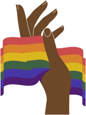 Gökkuşağı el çizimi. LGBT konsept simgesi. Gerçekçi stil vektör renkli illüstrasyon. LGBTQ destek şablonu, tebrik kartı veya parti daveti