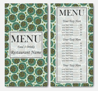 Basit renkli restoran şablonu. Kafe kimliği. Taze yemek unsurları olan klasik yaratıcı yemek kartı. Fiyat tasarım şablonlu restoran menüsü