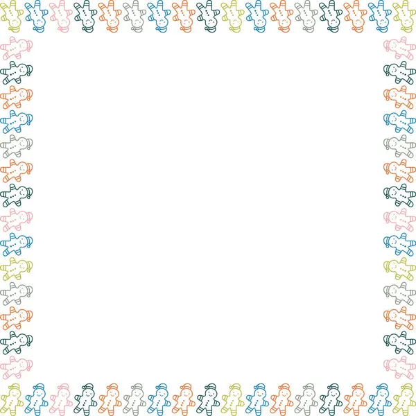 Tatlı Noel zencefilli kurabiye çerçevesi. Çizgi film yeni yıl tatili 2D illüstrasyon. Metnin için boş alanı olan çerçeve. Bebek partisi tasarımı